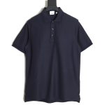 Burberry Button BT Logo Short Sleeve Polo Shirt Navy Blue