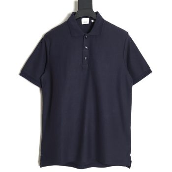 Burberry Button BT Logo Short Sleeve Polo Shirt Navy Blue