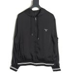 Prada 24SS mulberry silk ribbon hem hooded jacket