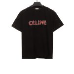 Celine hot diamond letter short sleeves black