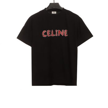 Celine hot diamond letter short sleeves black