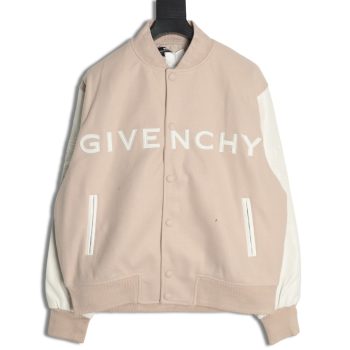 Givenchy embroidered letter patchwork wool baseball jacket