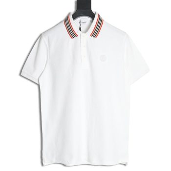 Burberry Classic Collar Stripe Logo Embroidered Short Sleeve Polo Shirt