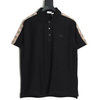 Burberry Warhorse Embroidery Check Shoulder Short Sleeve Polo Shirt TSK2