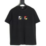 Fendi colorful embroidered ff letter pattern short-sleeved T-shirt TSK1