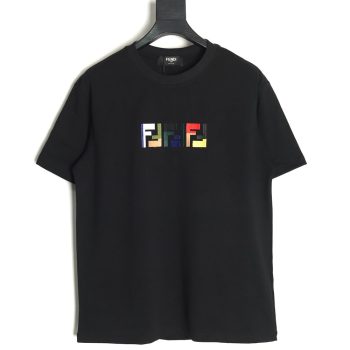 Fendi colorful embroidered ff letter pattern short-sleeved T-shirt TSK1