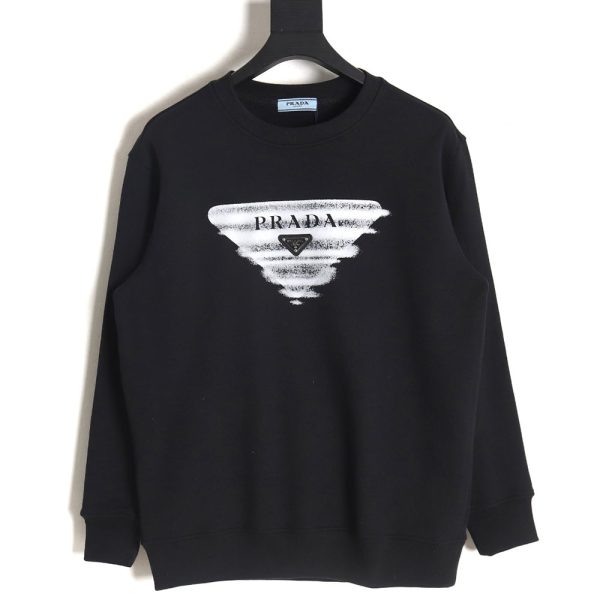 Prada 24SS phantom triangle logo printed crew neck sweatshirt TSK2