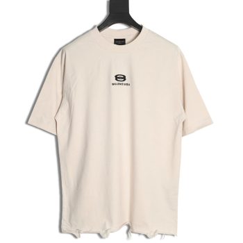 Balenciaga Double Ring LOGO Embroidery Destruction Short Sleeve T-Shirt