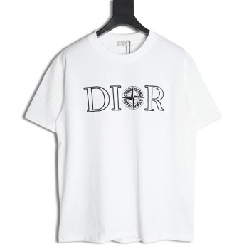 Dior & Stone island co-branded embroidered logo short-sleeved T-shirt