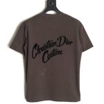 Dior logo pattern embroidered flocked letter T-shirt