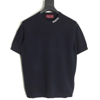 Gucci collar intarsia knitted short-sleeved T-shirt