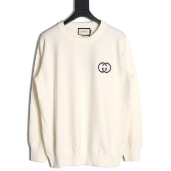 Gucci 23Fw Double G embroidered small logo knitted sweater