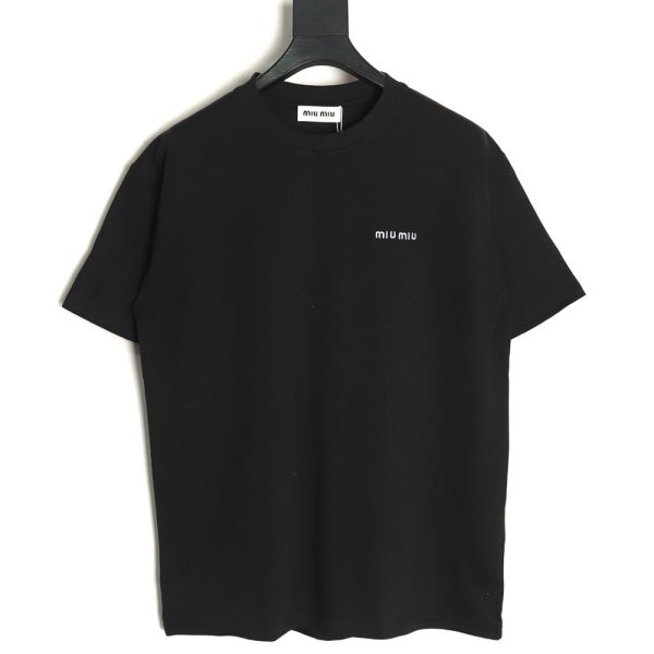 Miu Miu Classic Embroidered Logo Lettering T-Shirt TSK1