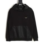 Prada 22Fw nylon patchwork triangle logo hooded sweatshirt
