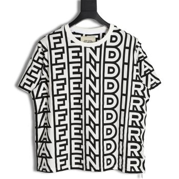 FENDI 23SS black and white full letter short-sleeved T-shirt