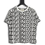 FENDI 23SS black and white full letter short-sleeved T-shirt