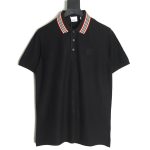 Burberry Classic Collar Stripe Logo Embroidered Short Sleeve Polo Shirt TSK2