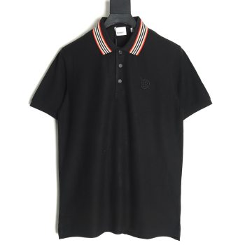 Burberry Classic Collar Stripe Logo Embroidered Short Sleeve Polo Shirt TSK2