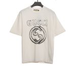 Gucci Sketch Curved Double G Print Short Sleeve