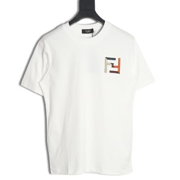 Fendi double F color block embroidered short sleeves