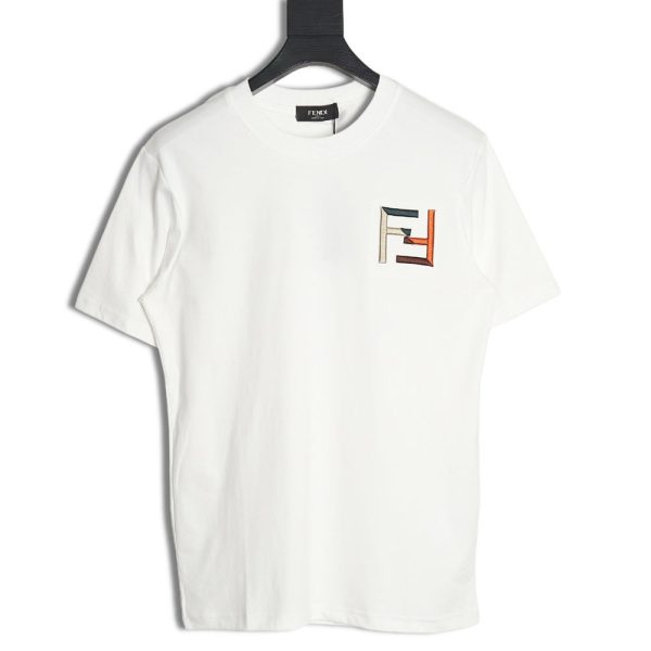Fendi double F color block embroidered short sleeves