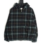 Miu miu green plaid hooded cotton coat