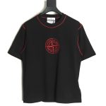Stone Island black and red badge embroidered short-sleeved T-shirt