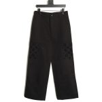 Louis Vuitton paneled black flocked denim pants TSK1