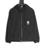 Dior patchwork letter embroidery hooded trench coat TSK1