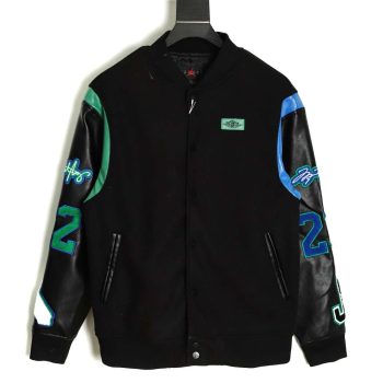 Air Jordan 21Fw co-branded terry embroidered logo baseball jacket