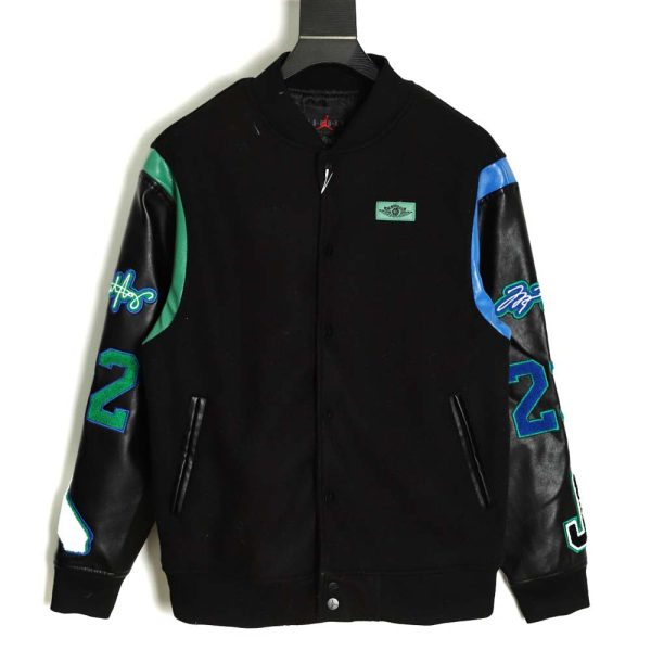 Air Jordan 21Fw co-branded terry embroidered logo baseball jacket