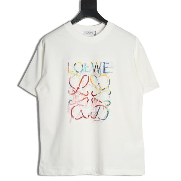 Loewe Colorful Tassel Embroidered Short Sleeve T-shirt