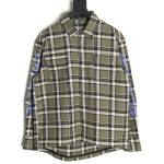Chrome Hearts Striped Plaid Stitching Silver Button Cardigan Shirt TSK2