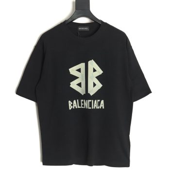 Balenciaga Yellow Tape Double B Letter Short Sleeve TSK1