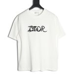 Dior lettering embroidered short sleeve T-shirt