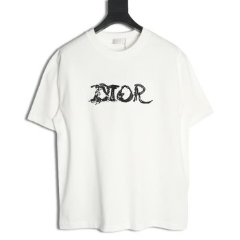 Dior lettering embroidered short sleeve T-shirt
