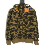 BAPE shark head tiger head zipper camouflage double hooded hoodie TSK1