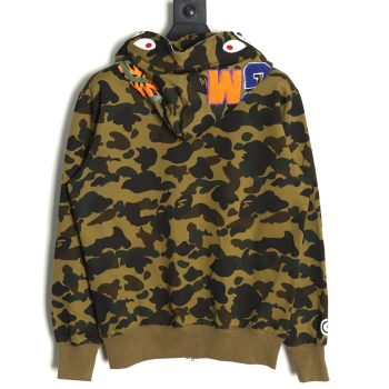 BAPE shark head tiger head zipper camouflage double hooded hoodie TSK1