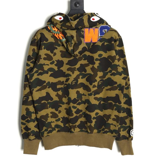 BAPE shark head tiger head zipper camouflage double hooded hoodie TSK1