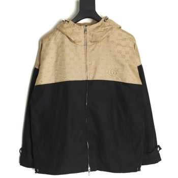 Gucci patchwork all over print monogram hooded windbreaker jacket