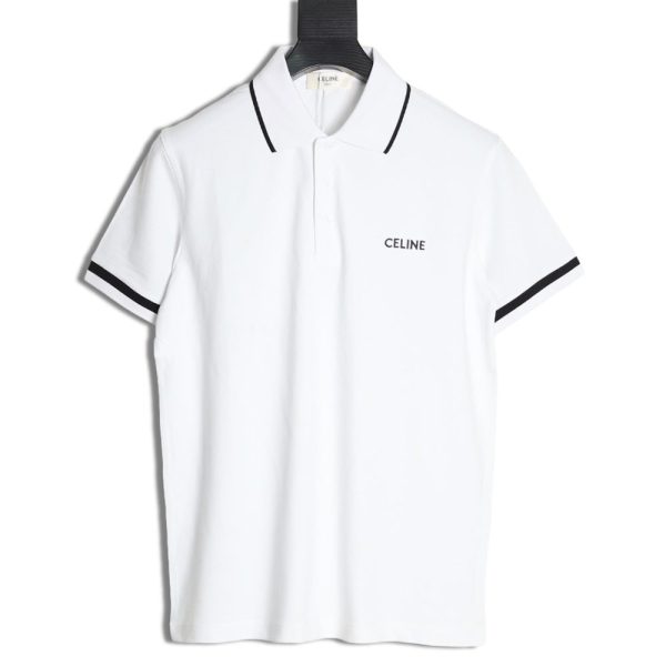 Celine classic embroidered small logo Polo short sleeve