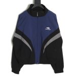 Balenciaga 3B black and blue stitching stand collar jacket