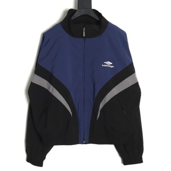 Balenciaga 3B black and blue stitching stand collar jacket