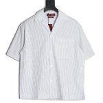 Prada Red Stripe Triangle Half Zip Short Sleeve POLO Shirt
