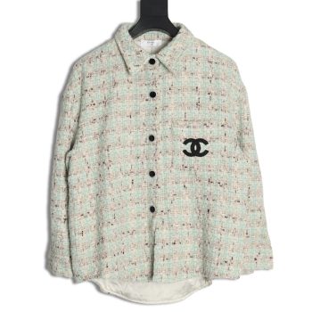 Chanel Haute Couture Silver Woven Check Shirt Jacket