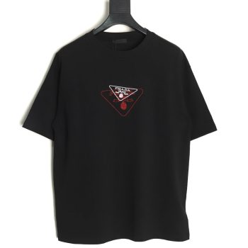 Prada Overlapping Embroidered Triangle Logo Short Sleeve TSK1