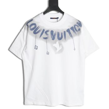 Louis Vuitton collar graffiti letters printed large logo short-sleeved T-shirt