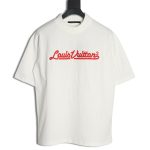 Louis Vuitton red letter embroidered round neck short-sleeved T-shirt