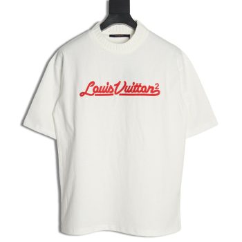 Louis Vuitton red letter embroidered round neck short-sleeved T-shirt