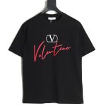 Valentino V logo red signature print short sleeve T-shirt TSK1